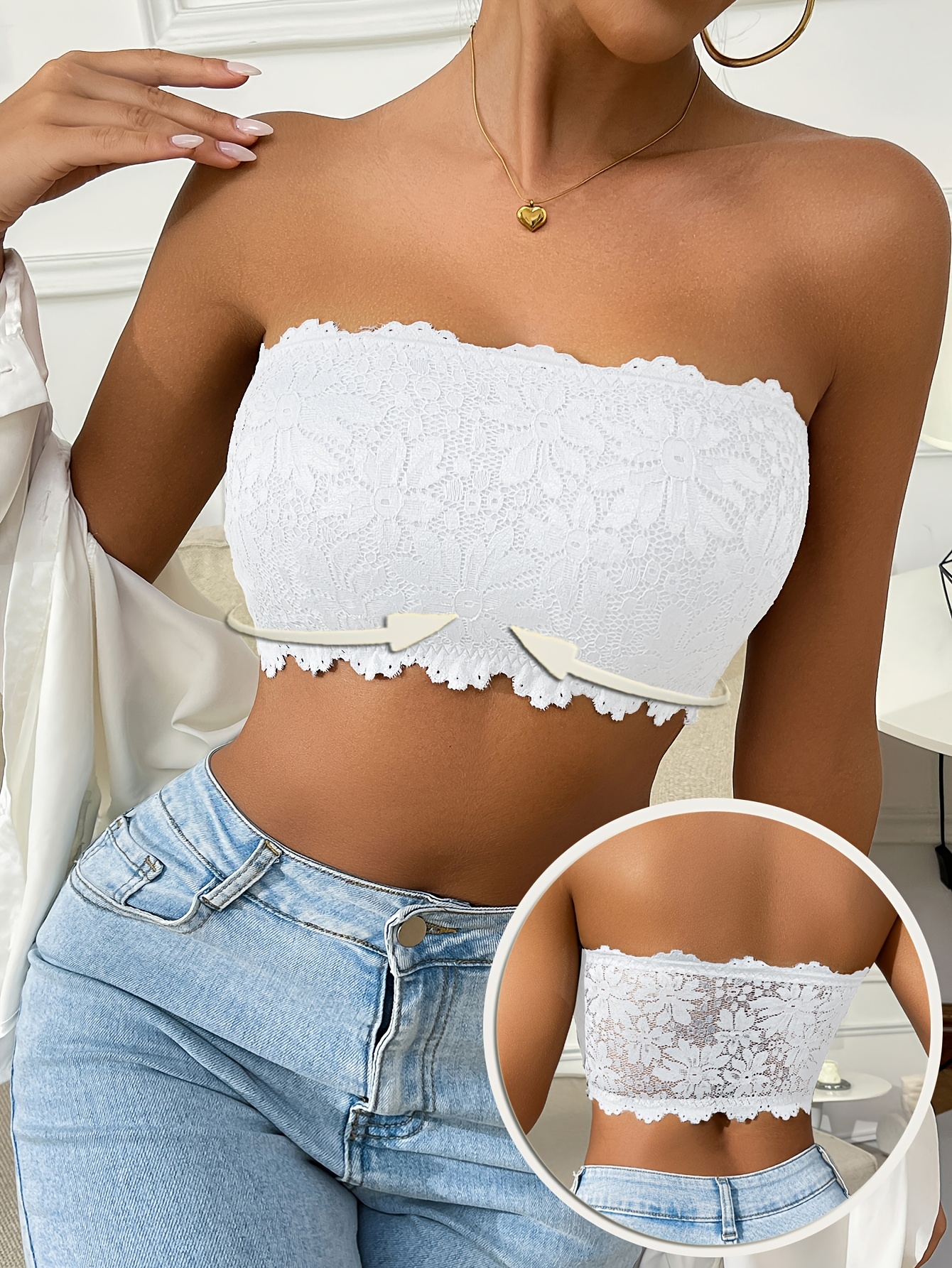 sunflower lace strapless bustier bra without padding and straps