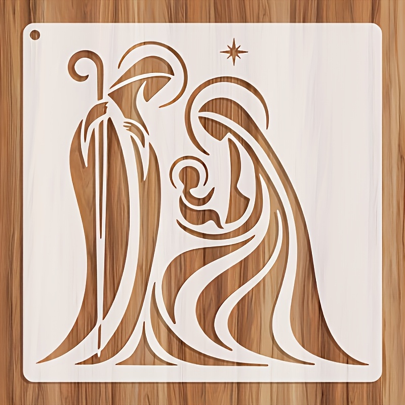 TEMU Pochoir de silhouette de scène de la de 6 pouces (scène de la Sainte Famille), idéal pour la peinture, la décoration murale, la décoration