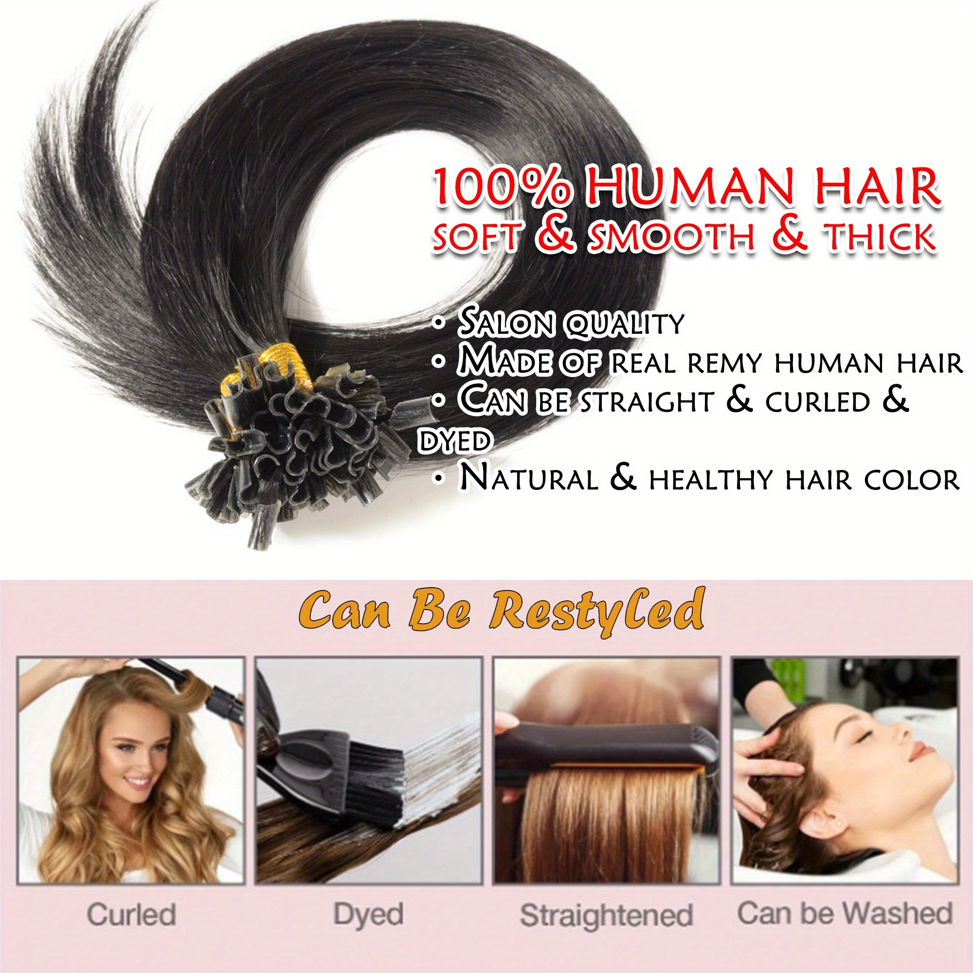 50stramds pack 30g natural human hair extensions hot fusion u tip16 22 inch straight smooth texture for women natural look adds length multi ethnic friendly easy to   hair accesories hair enhancement for daily life   details 7