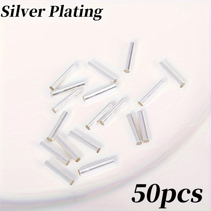 TEMU 50 Stück 18K vergoldenete 2*10mm Röhrenperlen Spacer Perlen für Schmuckherstellung, Messing Glatte Röhrenperlen Schmuckmaterial Großhandel