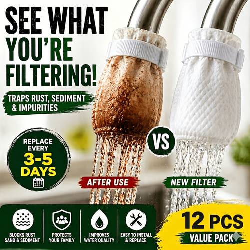 12pcs faucet filter cartridge universal for kitchen and bathroom filters rust sand and impurities high density non woven fabric filter for home cleaning