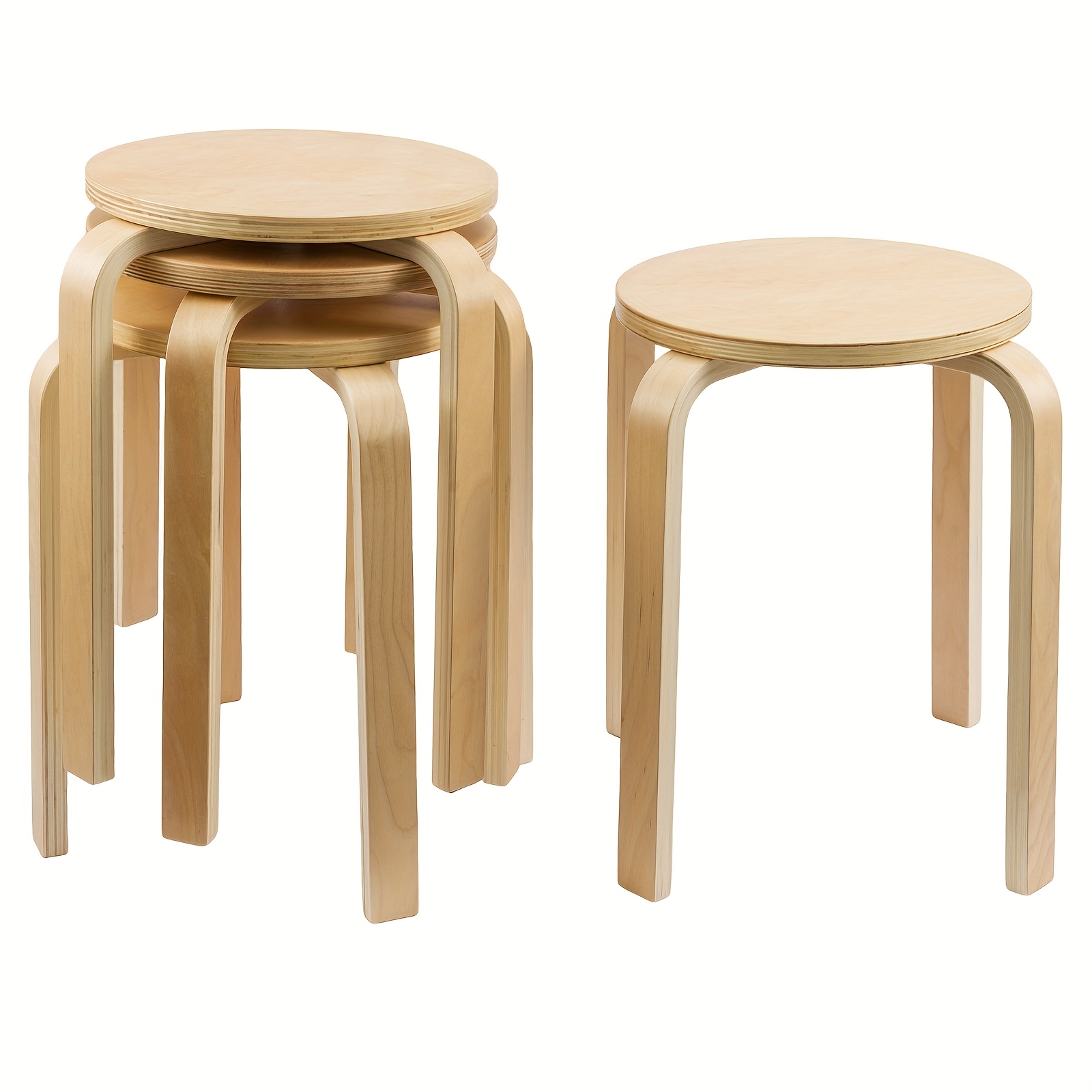 E-shop 4er-Set Holz-Esstischstühle mit Rutschfesten Polstern - Zeitgenössisches Design für Küche, Esszimmer & Barbereiche - Stapelbar