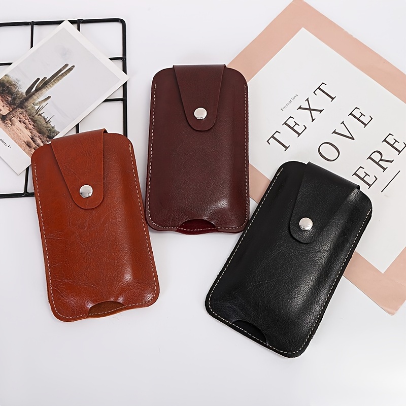 

Phone Bag With Belt Solid Color Anti-scratch Mobile Phone Waist Bag Coin Purse Thin Men' Phone Bag