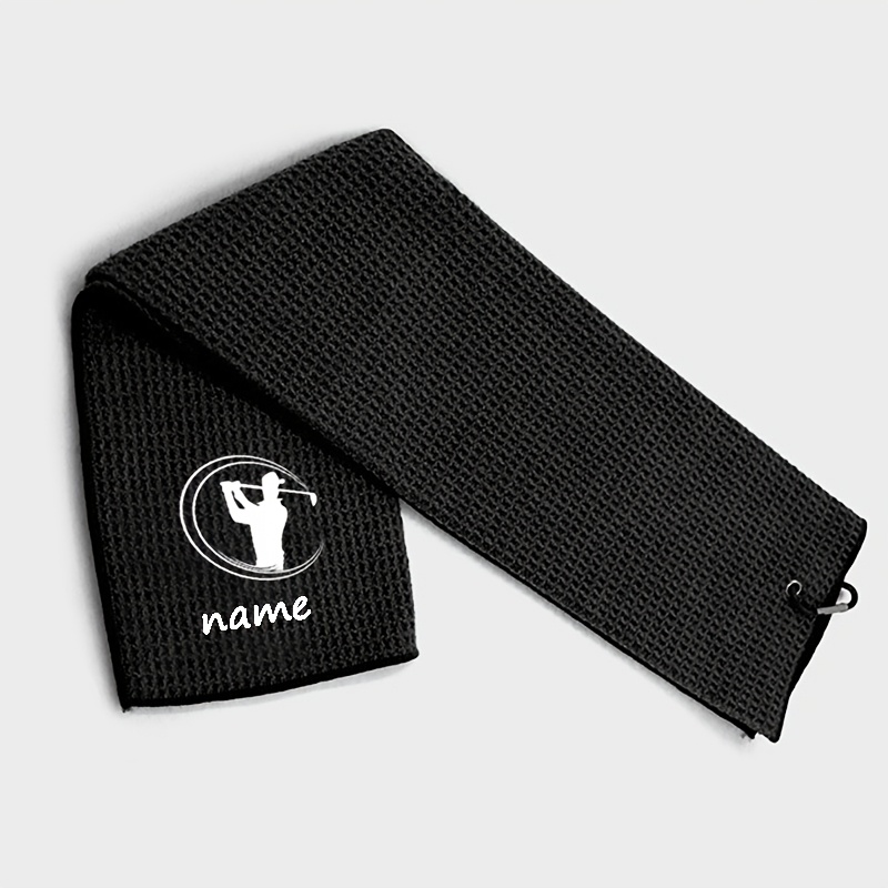 TEMU Customizable Names Or Words, Personalized Golf Towel - Golf Club Pattern, High-quality Durable Fabric, Mixed Colors - Ideal Gift For Fathers, ,