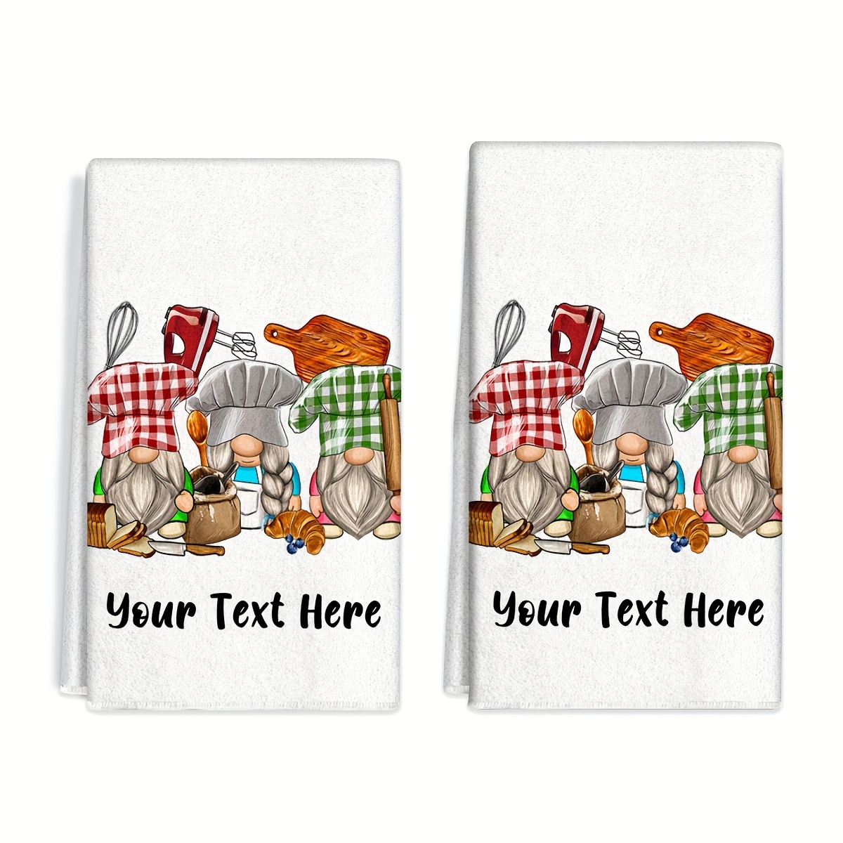 TEMU 2pcs Personalized Name Gnome, Custom Name Kitchen Towels Gifts For Mom Women, Bathroom Towel, Towel Decorations, Kitchen Decorative Dish Towels,