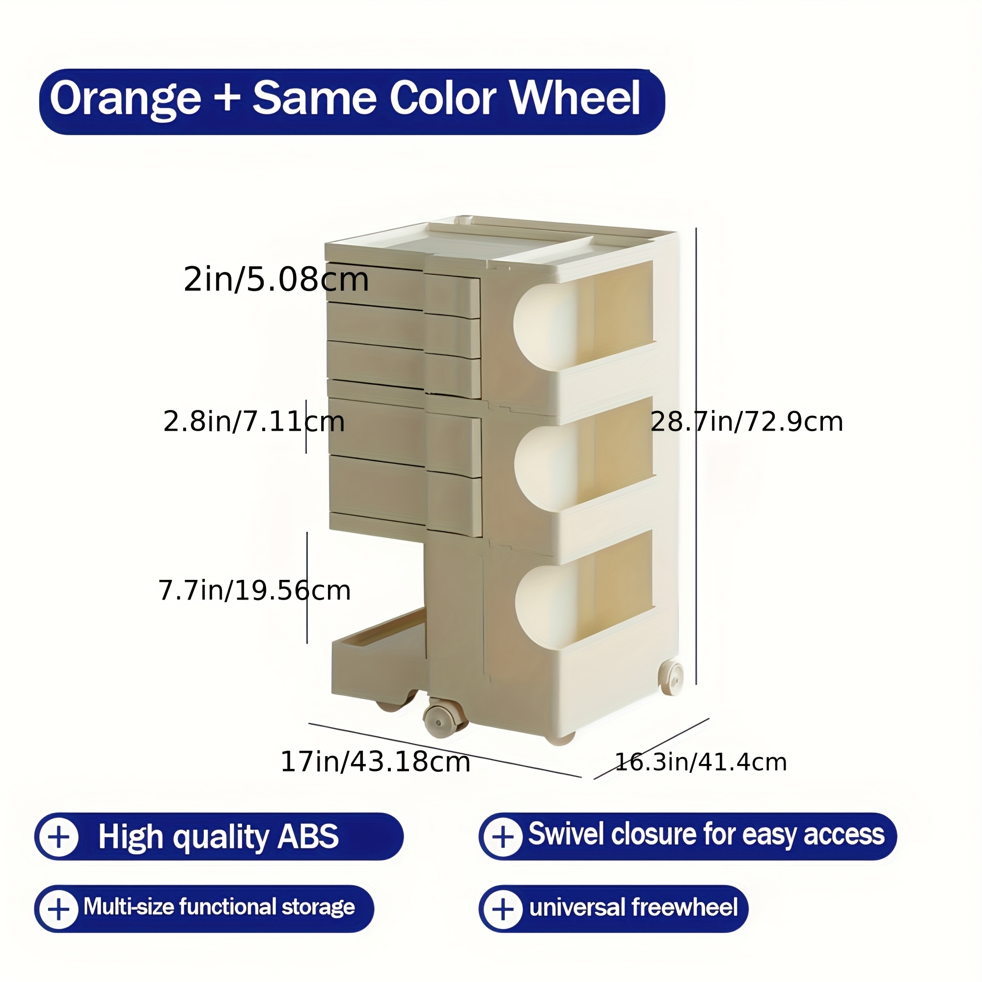 TEMU Armoire de Rangement Rotative à 360° - Meuble Mobile , Tiroirs Multi-étages à Ouverture par Pression et Design à Fentes, en Matériau ABS, Équipé