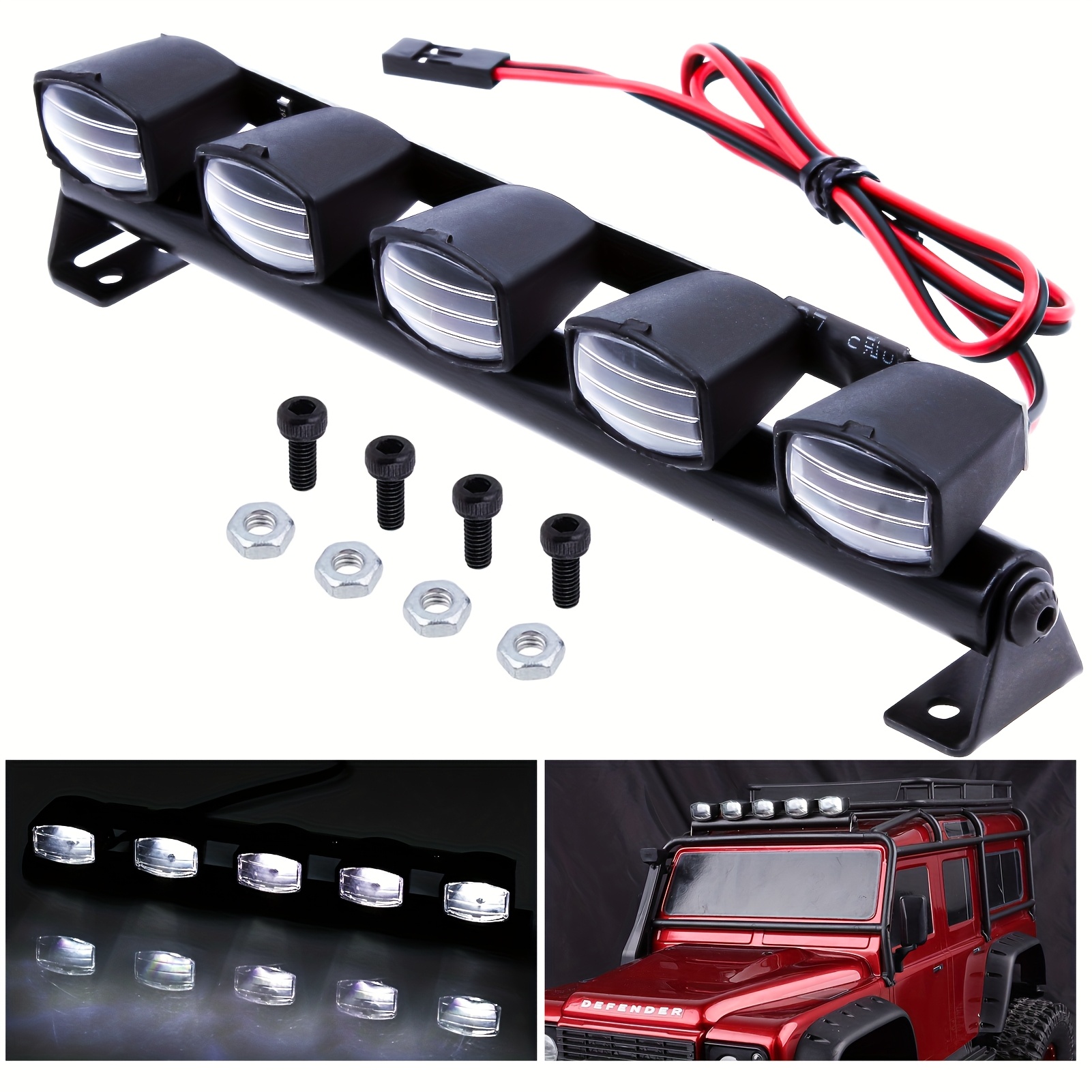 

1pc Hobbypark Rc Car Light Bar Kit, 5 Leds Lights, For 1/10 Scale Crawler Car Truck, Replacement Accessories - No Battery Included