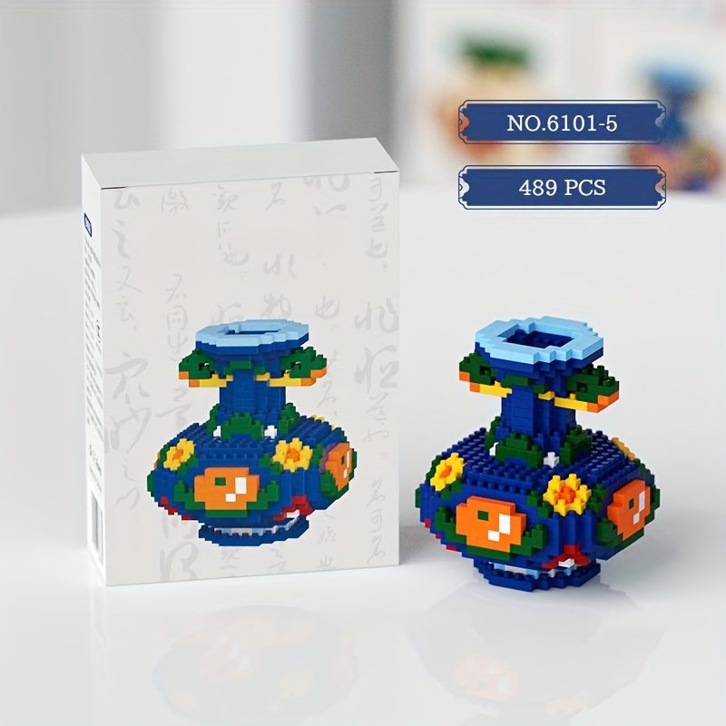 Flower Vase Building Blocks Desktop Decor Christmas Gift Floral Theme