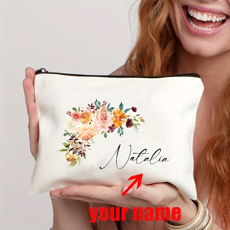 

1 Pc Custom Name Canvas Makeup Bag Women Teacher Bridesmaid Gift Handbag Travel Storage Organizer Cosmetic Bags