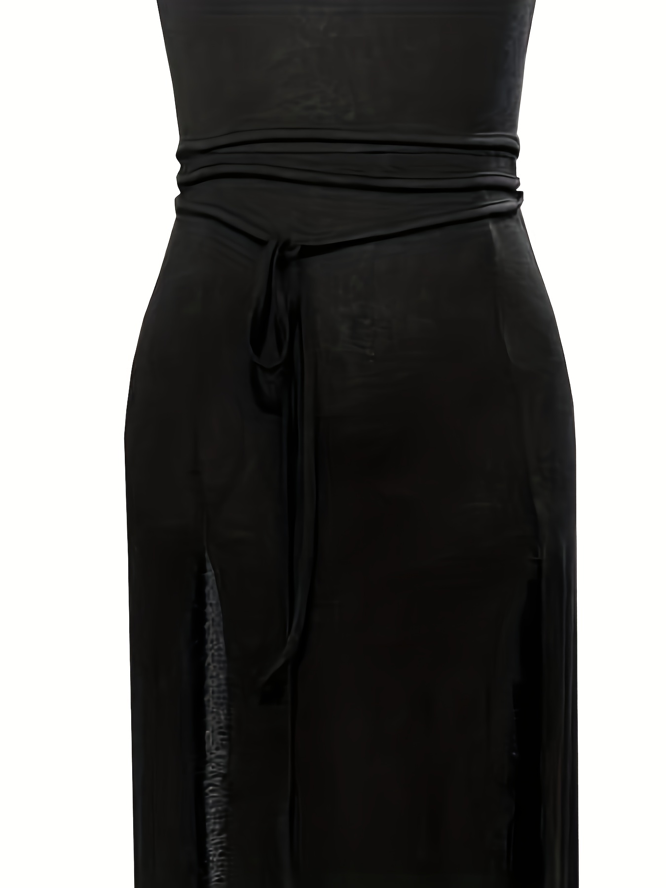 knee length dresses for ladies Gothic Lilith Maxi Dress by Restyle with Harness and Mesh Skirt