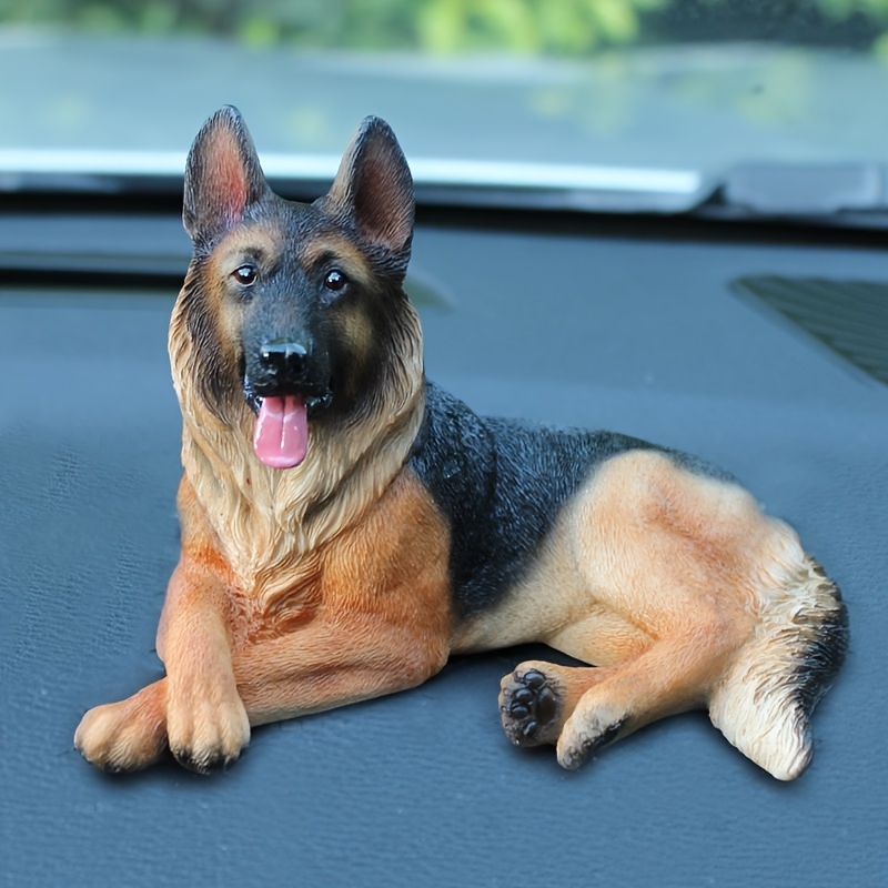 

1pc Classic German Shepherd Dog Figurine, Lifelike Resin Sculpture, Decorative No-electricity Tabletop Ornament For Room Types, Universal Holiday Gift