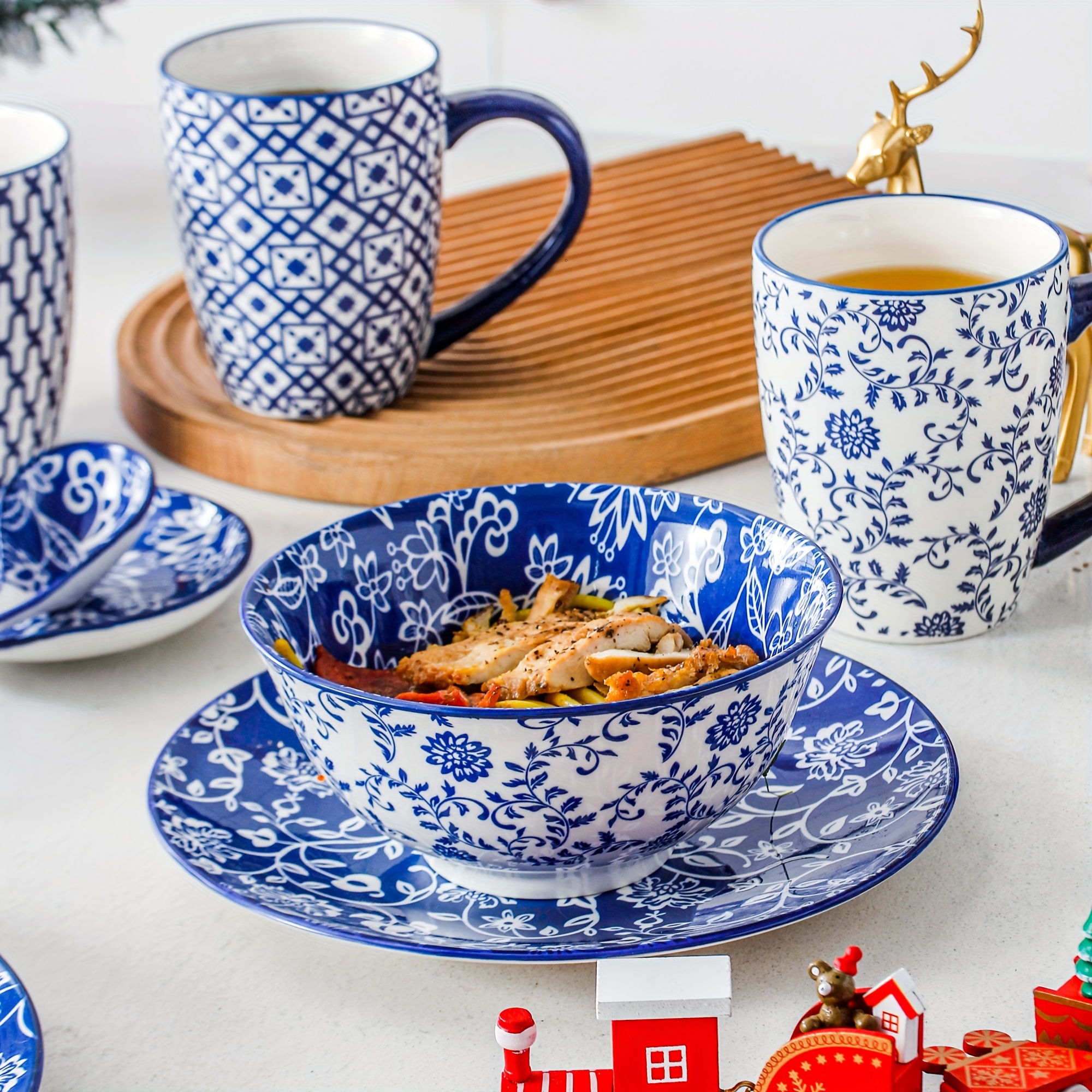 18 piezas juego vajilla cerámica china tazones Temu