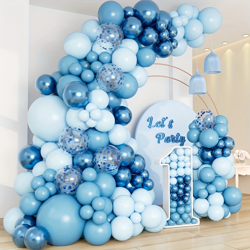 

1 Set Blue Balloons Arch Garland Kit, Metallic Blue Macaron Confetti Balloons For Boys Blue Birthday Baby Shower Wedding Ocean Themed Party Background Decorations Supplies