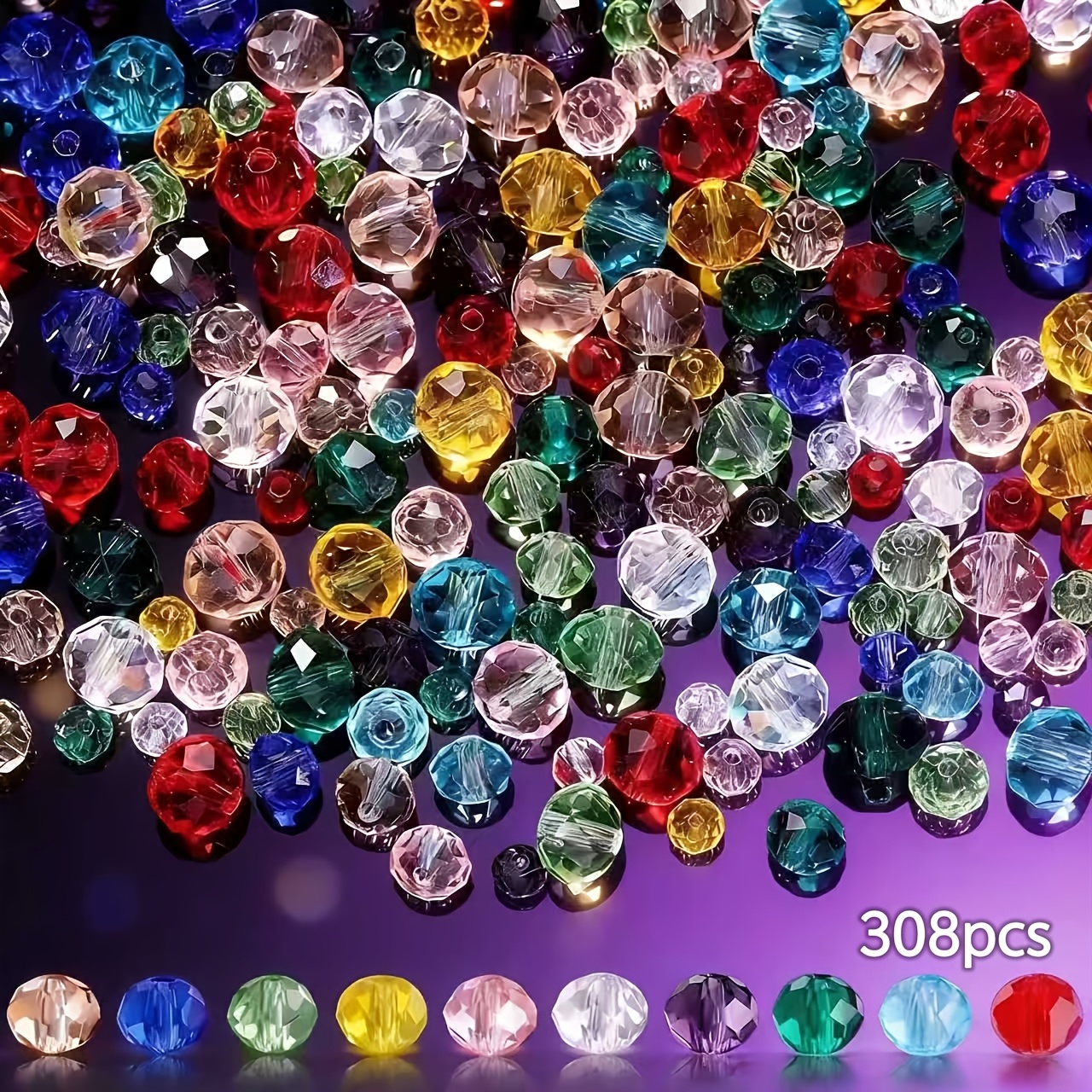 TEMU 308pcs Ab Flat Glass Beads 4mm Mixed Colors Accessories, Suitable For Jewelry, Bracelets, Phone Charms - Bohemian Supplies, Holiday Gifts For