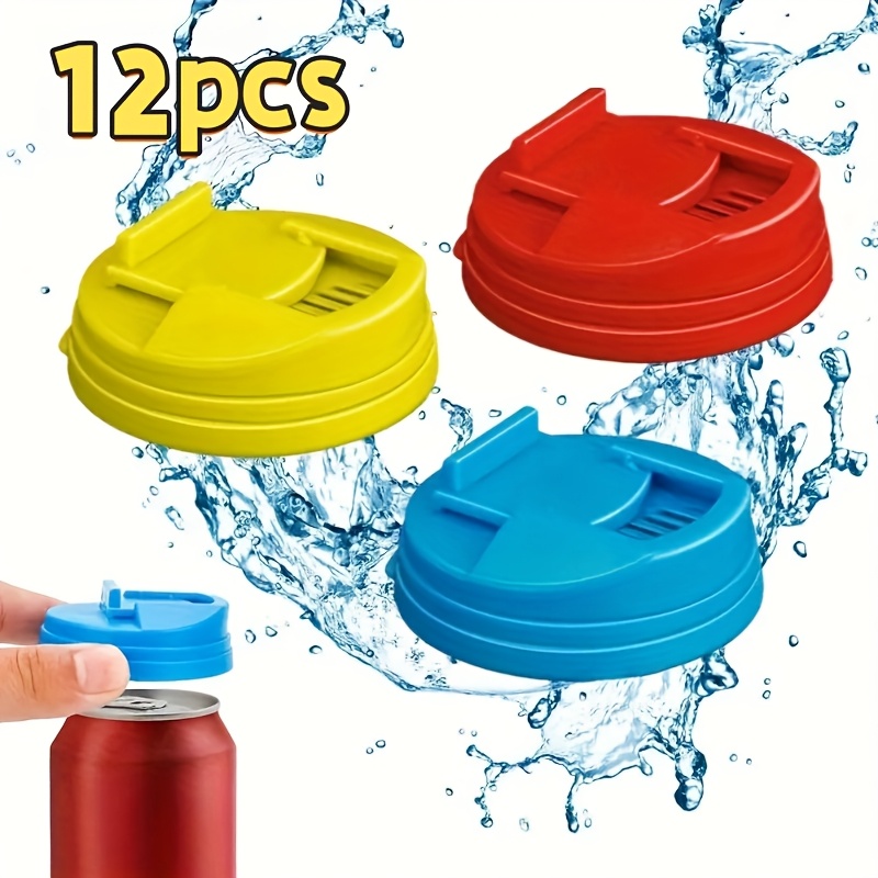 TEMU 12pcs Random -on For Soda Can Lids, Spill-resistant, Reusable Beverage Can Covers For Soda, Beer, Energy Drinks, Outdoor Picnic & Camping