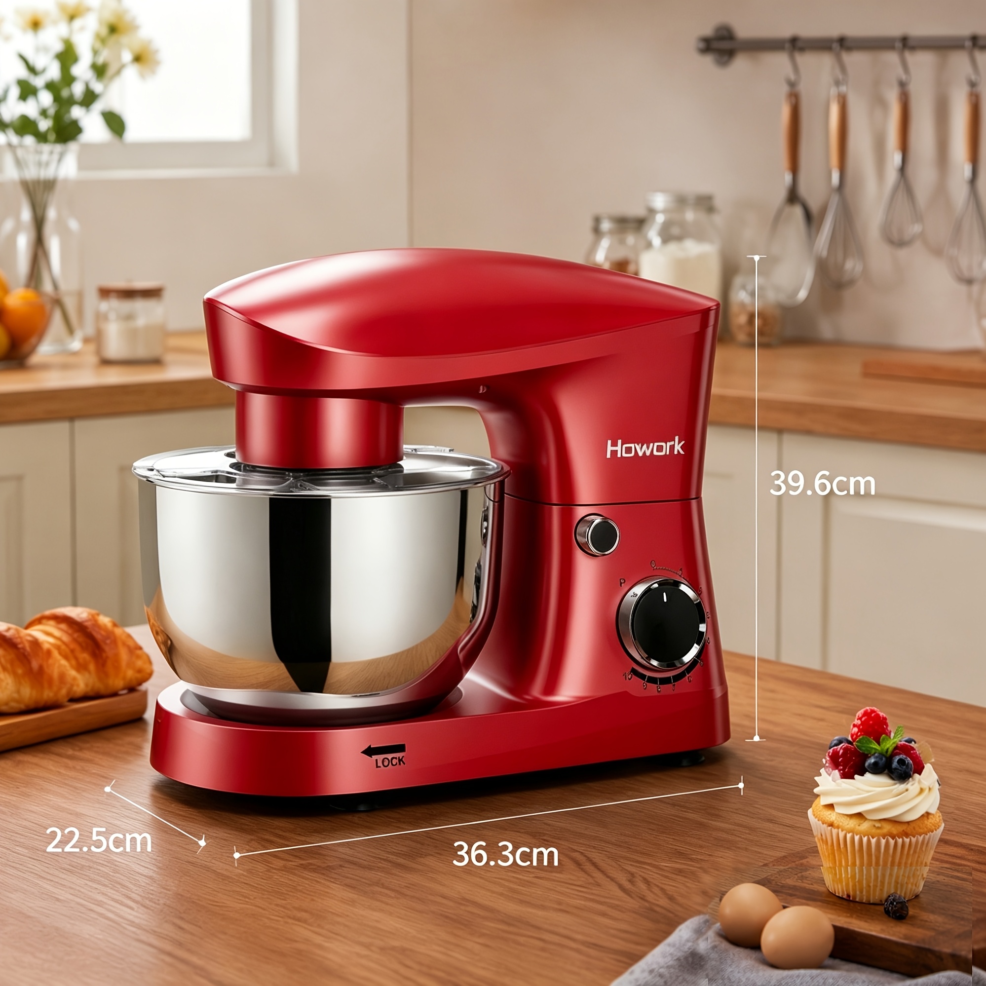 HOWORK 10-Speed 5L Electric Stand Mixer with Attachments