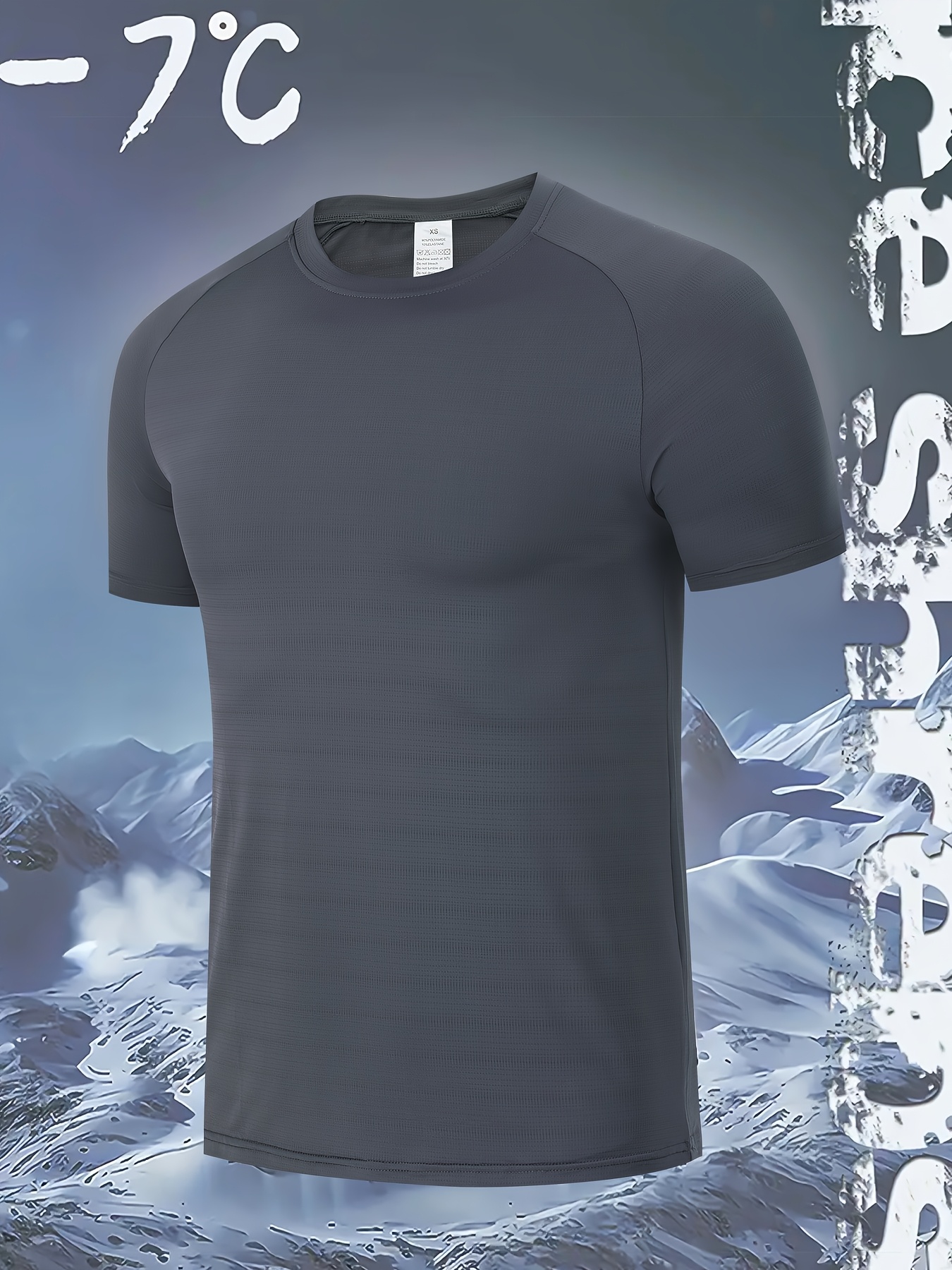 1pc Men's Ice Sliky Fiber T-Shirt with -7? Ice Feel Technology, Moisture-Wicking Quick-Dry High Elasticity Fabric, Breathable Gradient Mesh Design for Sports & Casual Wear - Black, All-Season Round Neck Short Sleeve Tee, Summer Activewear, Moisturewicking Fabric, High Elasticity Shirt