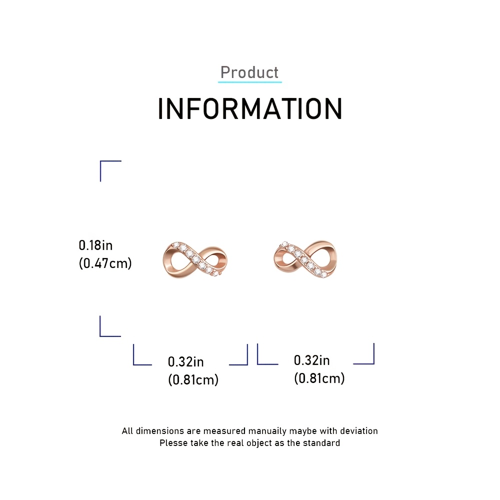 Women's 925 Sterling Silver Hypoallergenic Infinity Symbol Stud Earrings