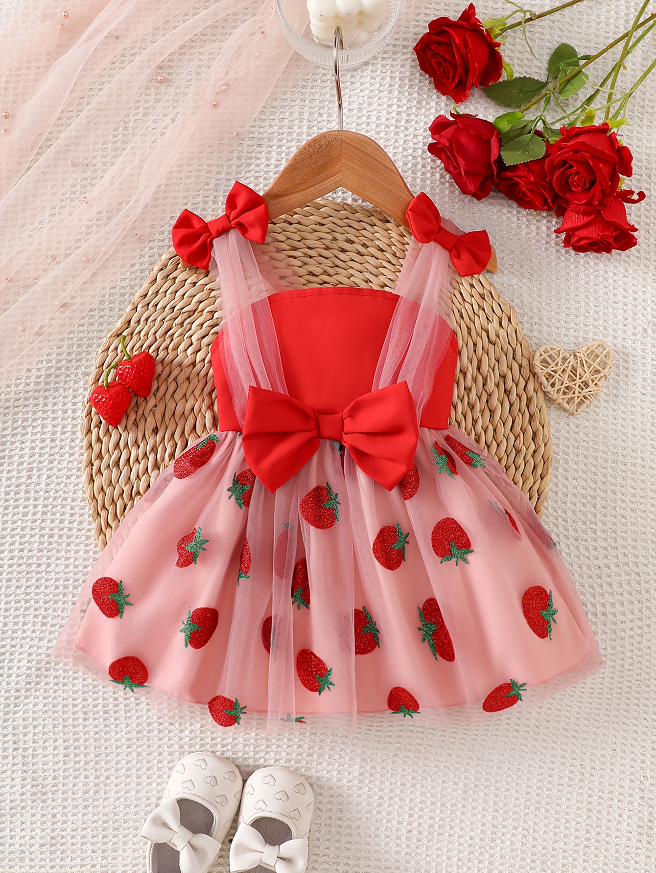 baby girl strawberry dress sold on Temu United States