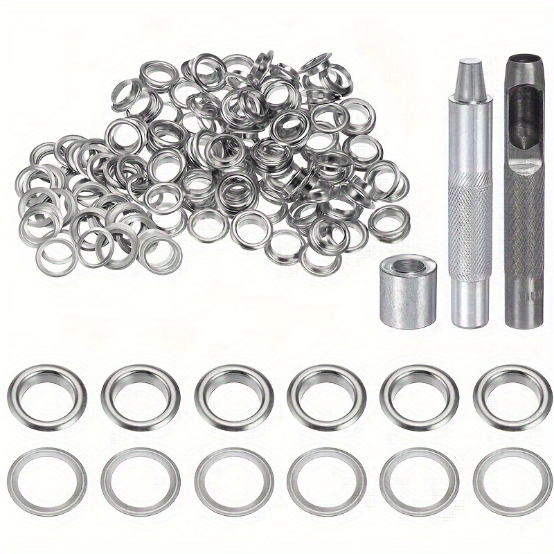

500 Set Stainless Steel Grommet Kit, 6mm/10mm/12mm Eyelets With 3 Installation Tools For Fabric, Tarps, Clothing - Silver Grey
