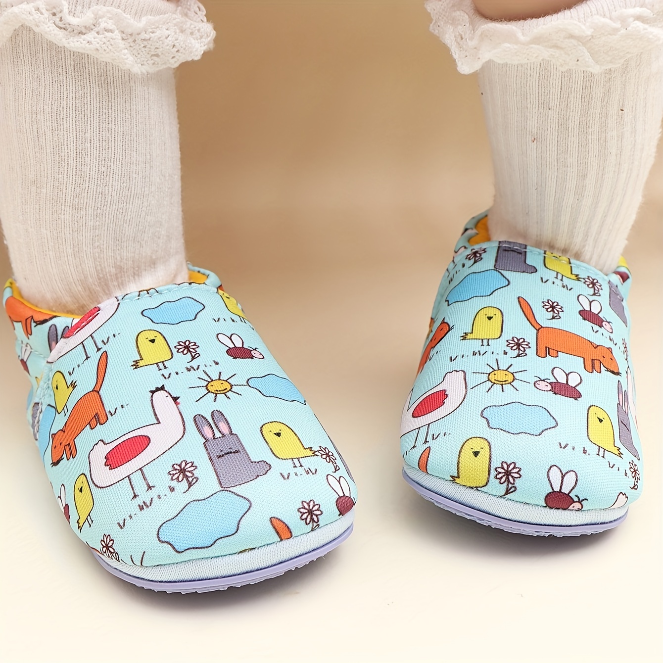 Cartoon Unisex Warm and Non-Slip Soft-Soled First Walking Shoes for, 0-36 Months