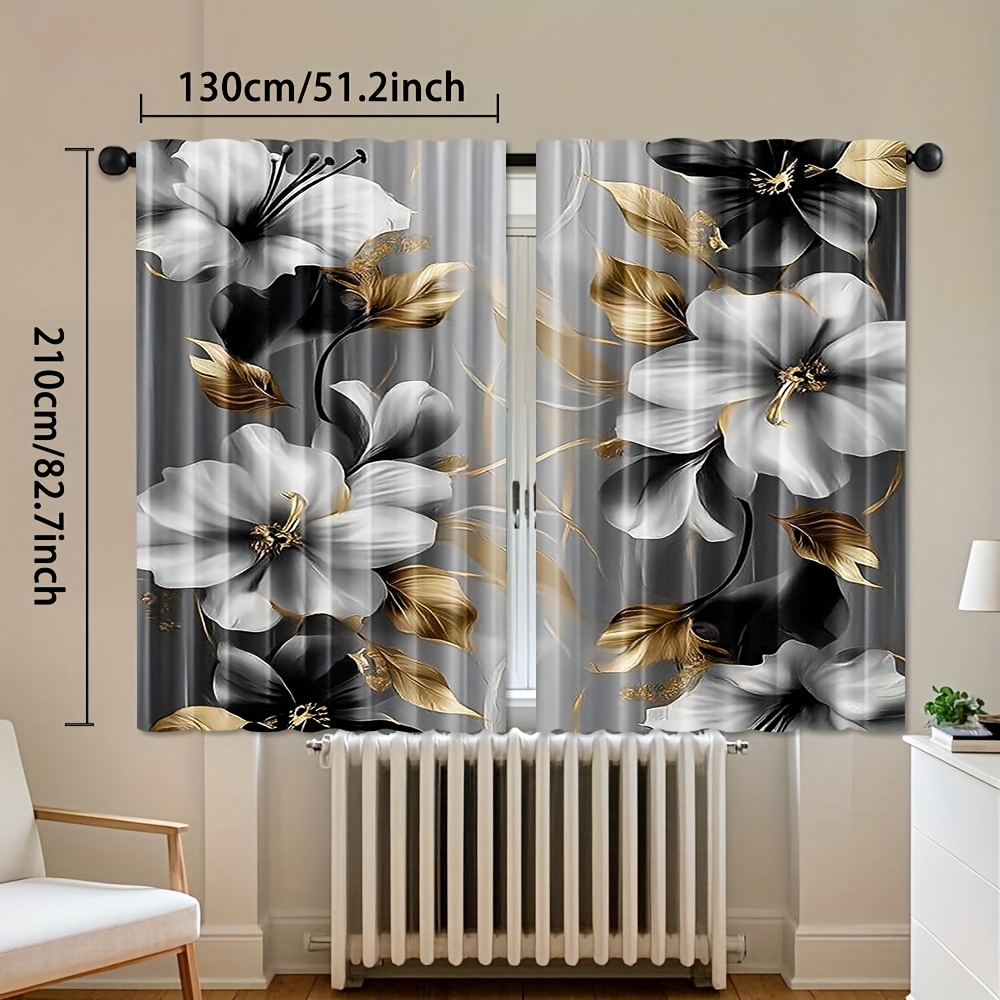 TEMU Set Of 2, Pink Floral Polyester Curtains, Suitable For Windows In Living Rooms And Offices, Functional And Aesthetic For Interior Decoration