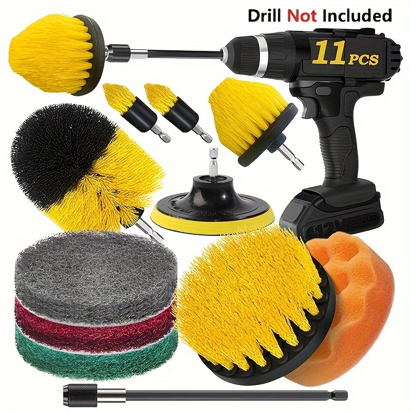 

3/5/11/20pack Drill Brush Attachment Set, Scrub Pads And Sponges, Polishing Pads, Power Scrub Brush With Extension Attachment, Car Polishing Pad Kit, Cleaning Supplies, Shower Scrub, Scraping Brush