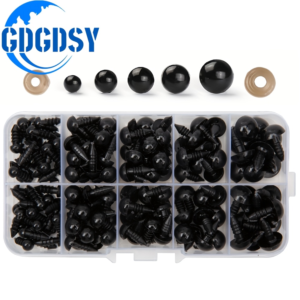 300pcs Safety Eyes For Crafts With Storage Box - 6mm-12mm Assorted Sizes, Durable Plastic.diy Kit