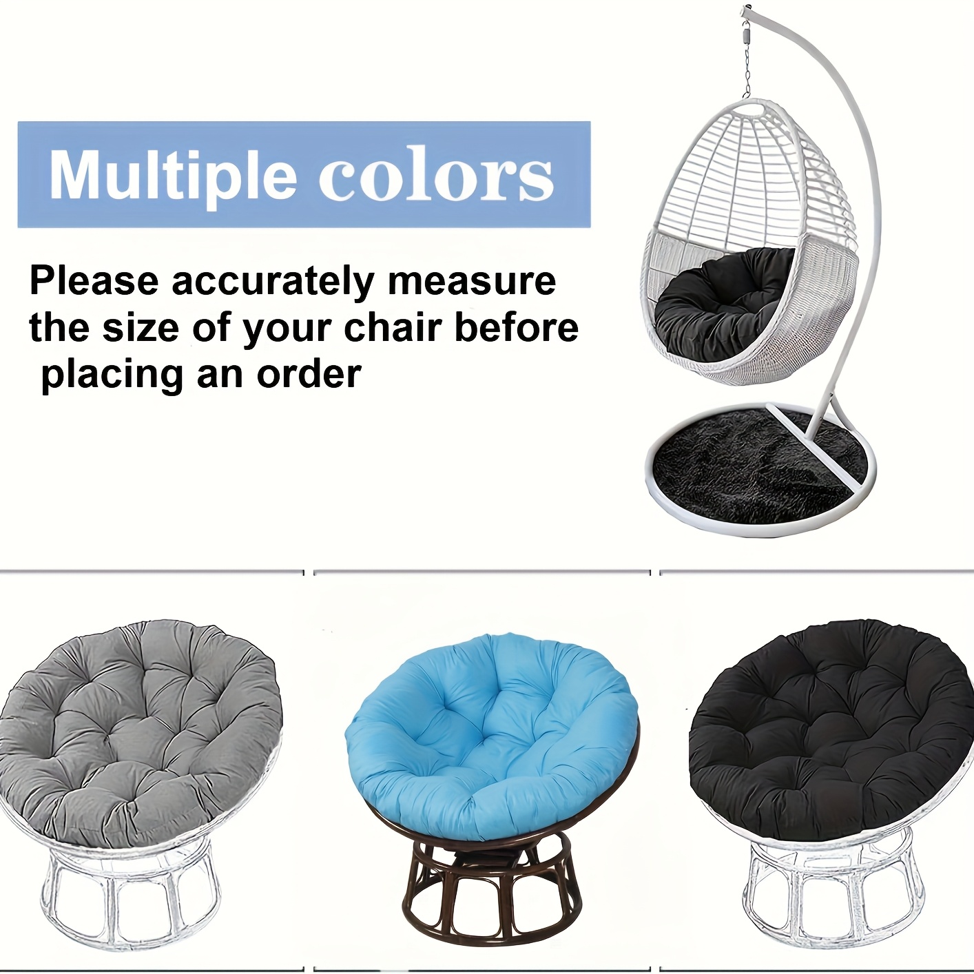 MIAOMI Papasan Cojín Para Sillón De Polirratán, Cojín Redondo Para Silla De Ratán Para Exteriores, Para Exteriores/interiores, Cojín Para Muebles De Jardín, Cojín De Gran Tamaño, Cojín Grueso Y Cómodo