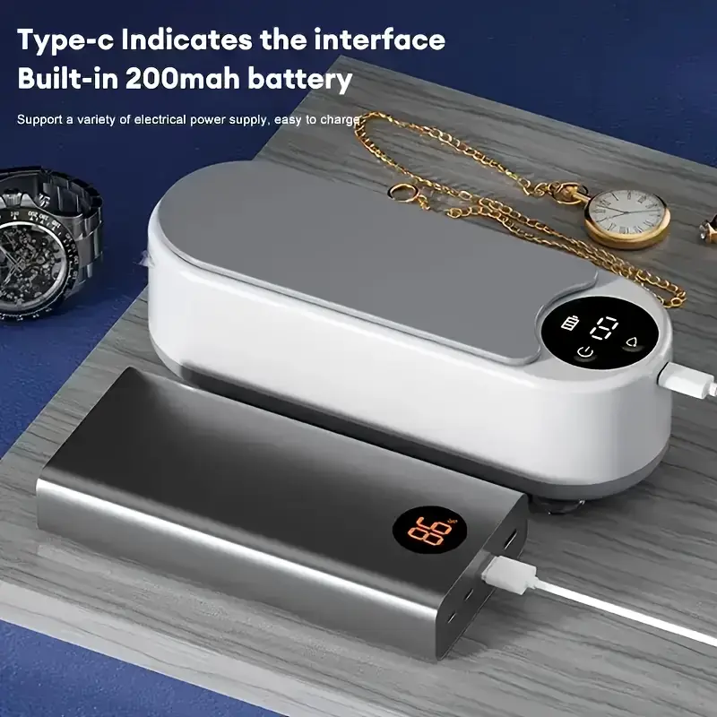 usb rechargeable ultrasonic cleaner for glasses jewelry watches high frequency vibration deep cleaning machine portable cordless design with lithium battery details 3