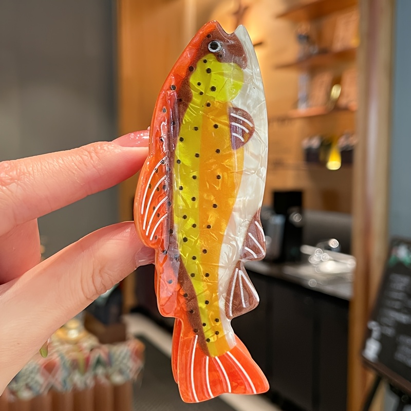 TEMU 1pc Marine Animal Multi Color Salmon Hair Clip Women's Summer Beach Vacation Fashion Hair Accessories