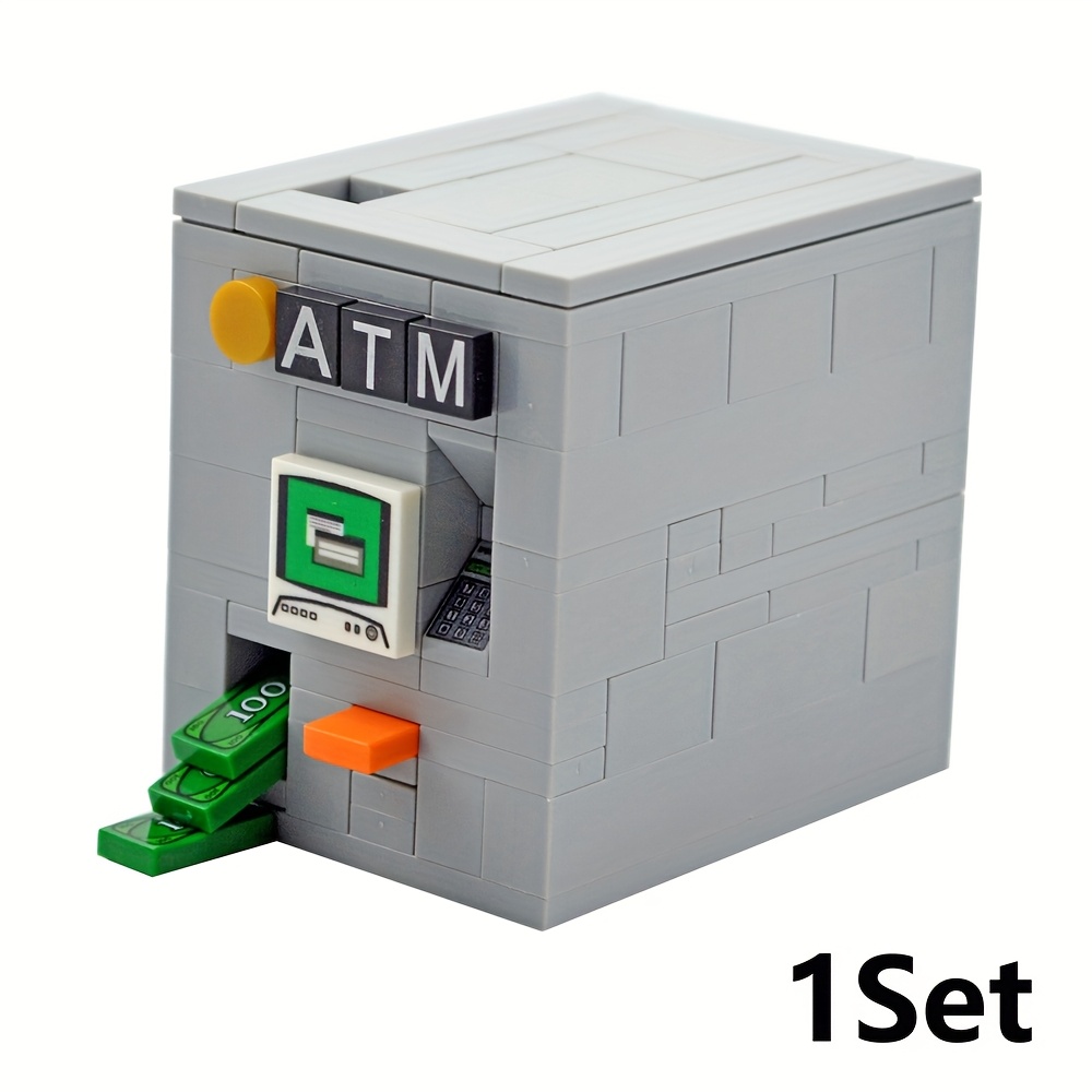 Moc Building Bank Atm Machine Assembly Model Enlightenment Creative Toy
