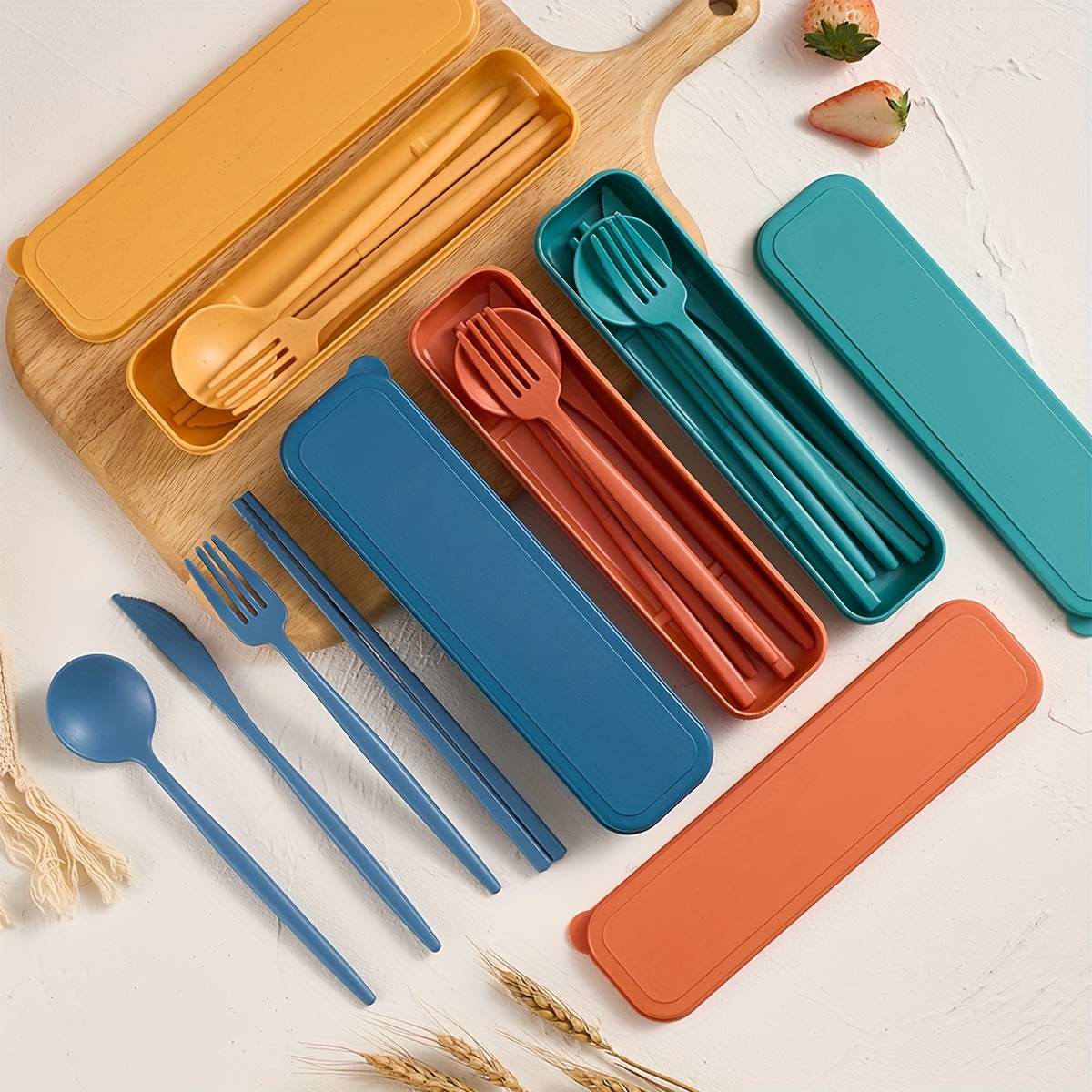 Colorful Wheat Straw Spoons Perfect Adults Comes In A Box! - Temu Canada