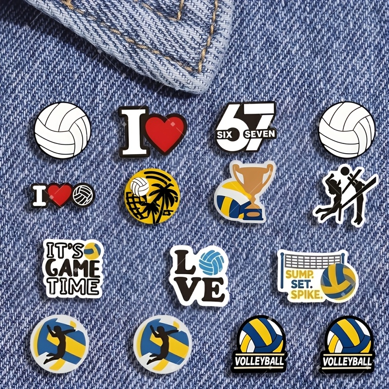TEMU 2d Flat, 15pcs Set Of 2d Flat Acrylic "no. 67" Volleyball-themed Accessories, Featuring And With A Unique Shape That Creative Inspiration.