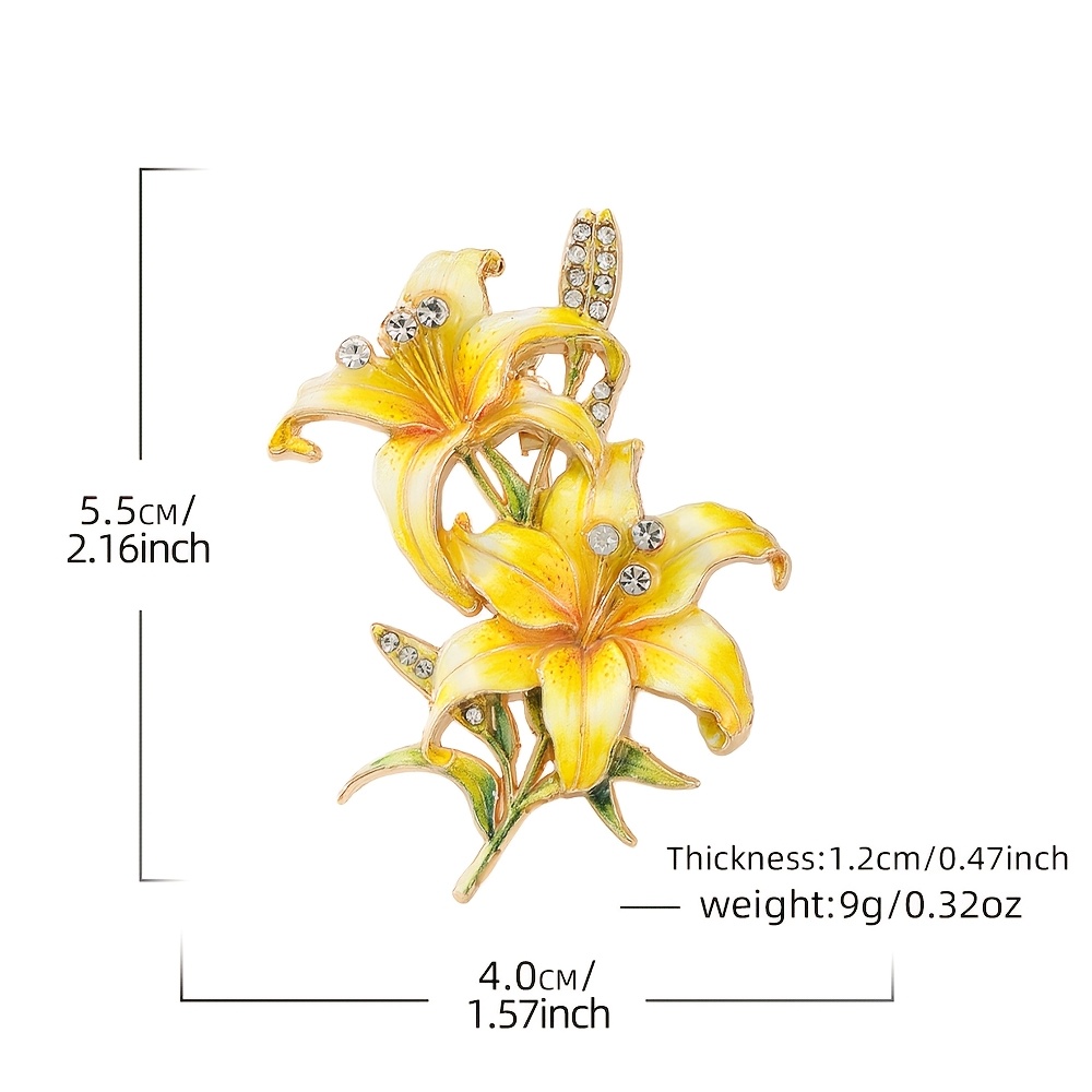 Double Lily Flower Brooch Pin, Vintage Floral Design