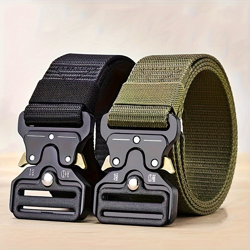

2 Pcs Simple Tactical Belt Casual Outdoor Waist Belts Automatic Buckle Belt Jeans Dress Pants Accessories For Women Men