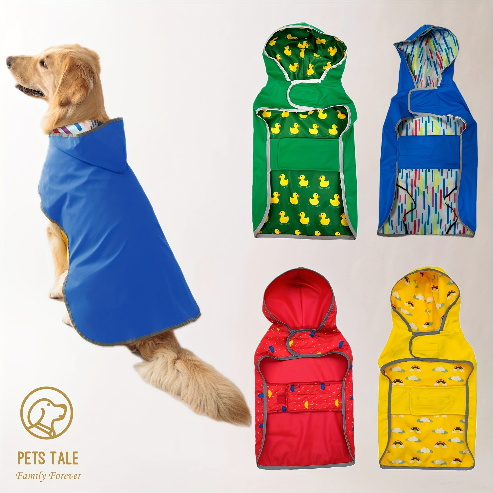 

Pets High-quality Polyester Dog Raincoat With Closure - Suitable For All Breeds And Sizes, Dual Rainproof, Wear Design