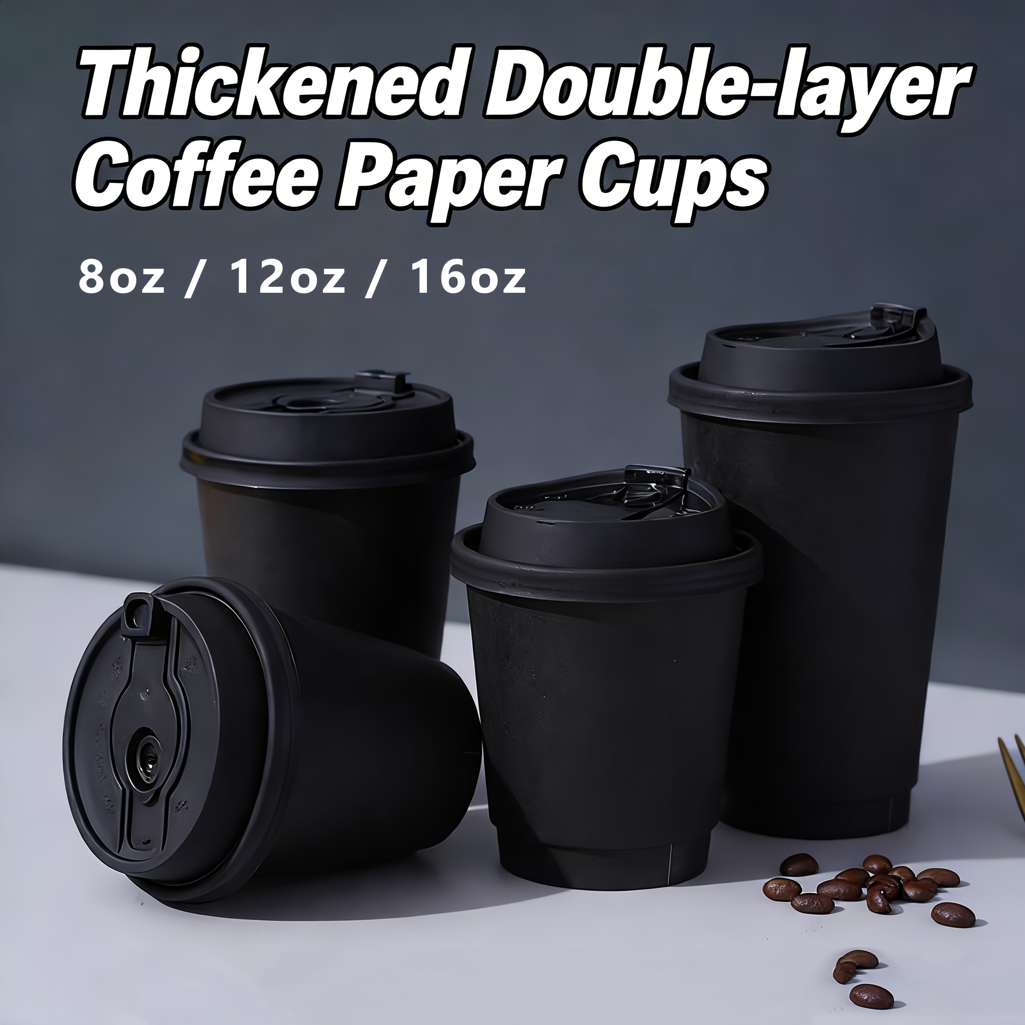 50pcs disposable coffee cups lids 8oz 12oz 16oz paper cups - Temu  Philippines