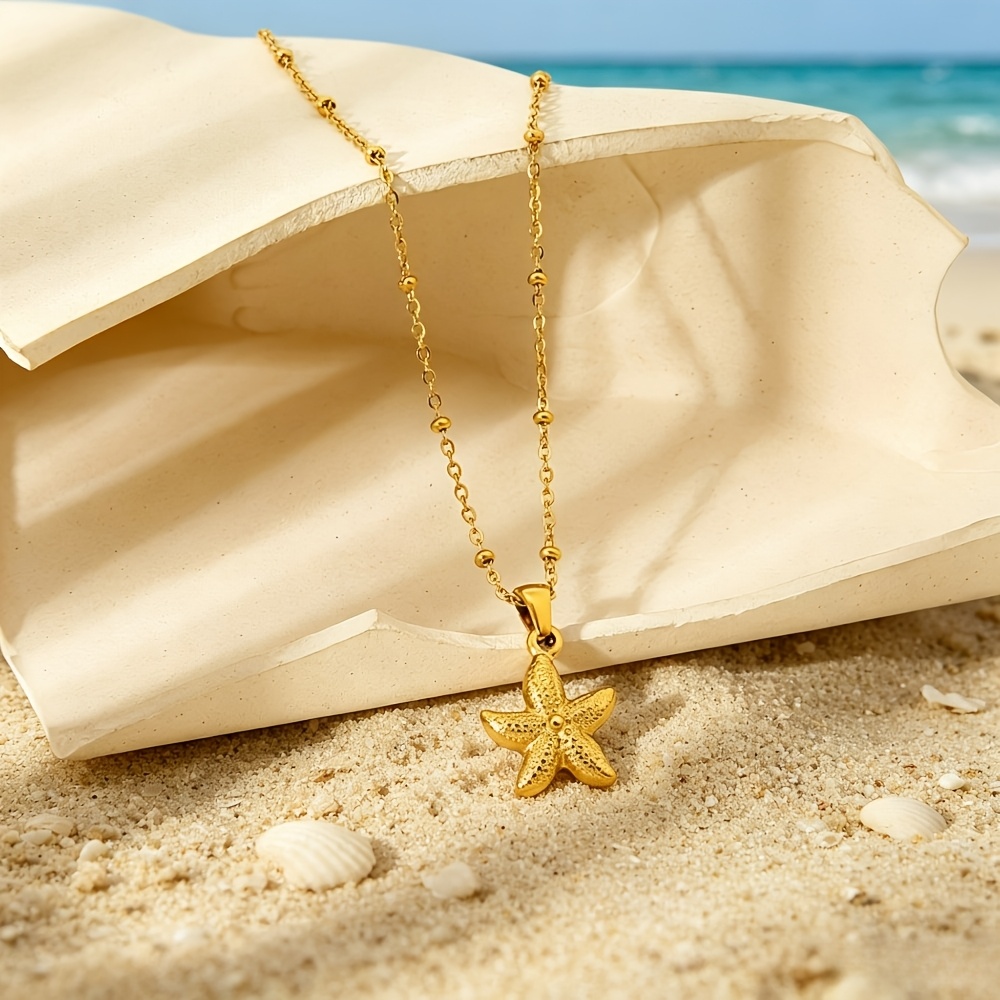 Stainless Steel Starfish Pendant Necklace for Women