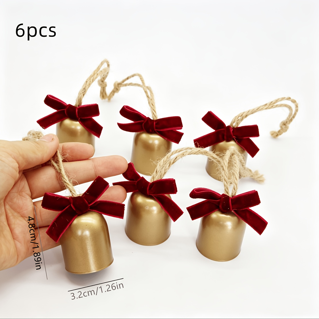 TEMU Juego de 3/6 piezas, adornos de campana navideña vintage, adornos colgantes decorativos de Navidad, decoraciones para árbol de Navidad, adornos