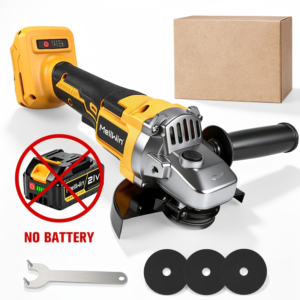 Brushless Electric Angle Grinder, Rechargeable Grinding Power Tool, 3-speed Adjustable, Suitable For Home Improvement, Furniture Renovation Diy, Industrial Woodworking Polishing, Metal Grinding Scenes