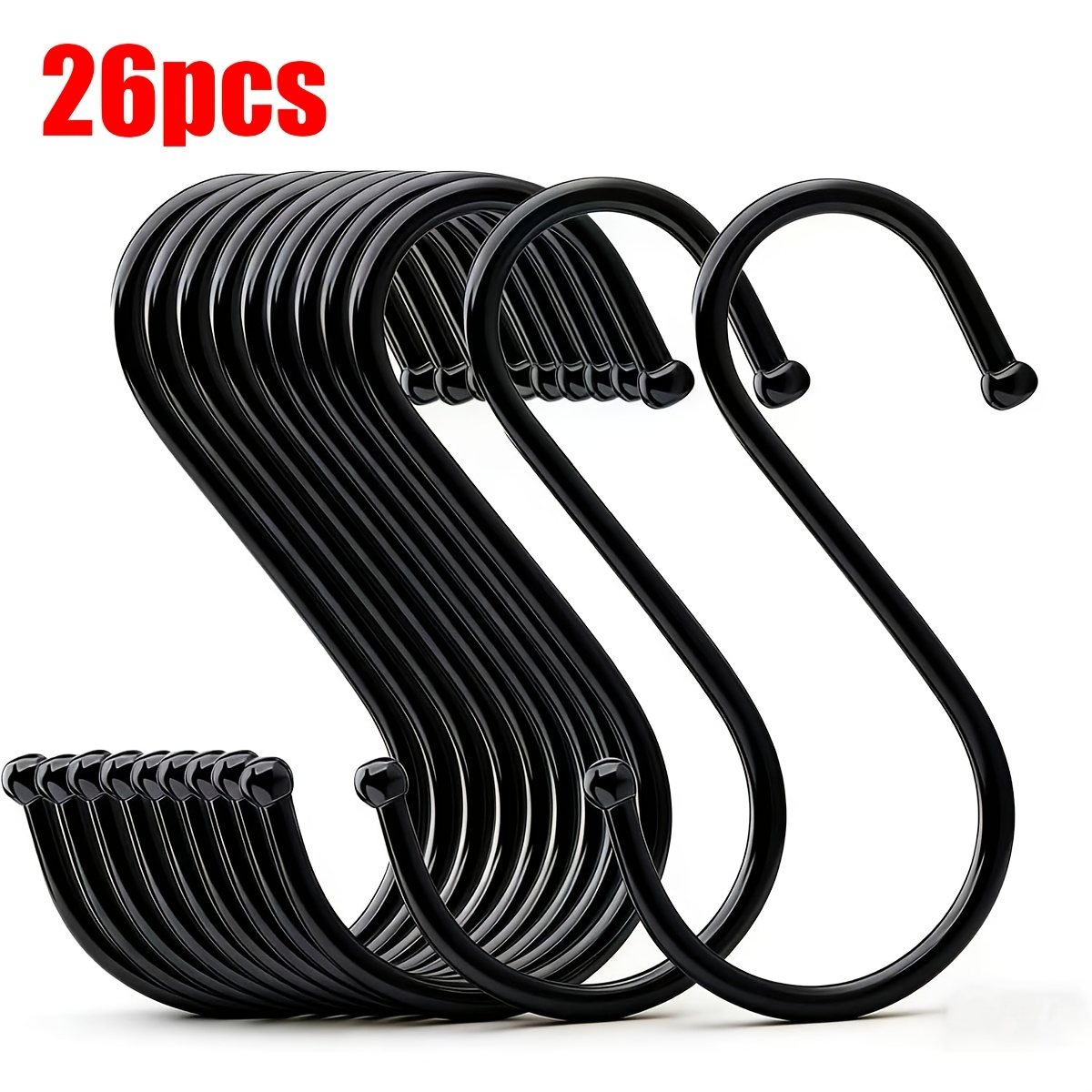 TEMU 14/26pcs Heavy-duty S-hooks, Wall-mounted Frame Hooks For Hanging Plants, Durable S-hooks For Kitchens, Large S-hooks Suitable For A Of Uses