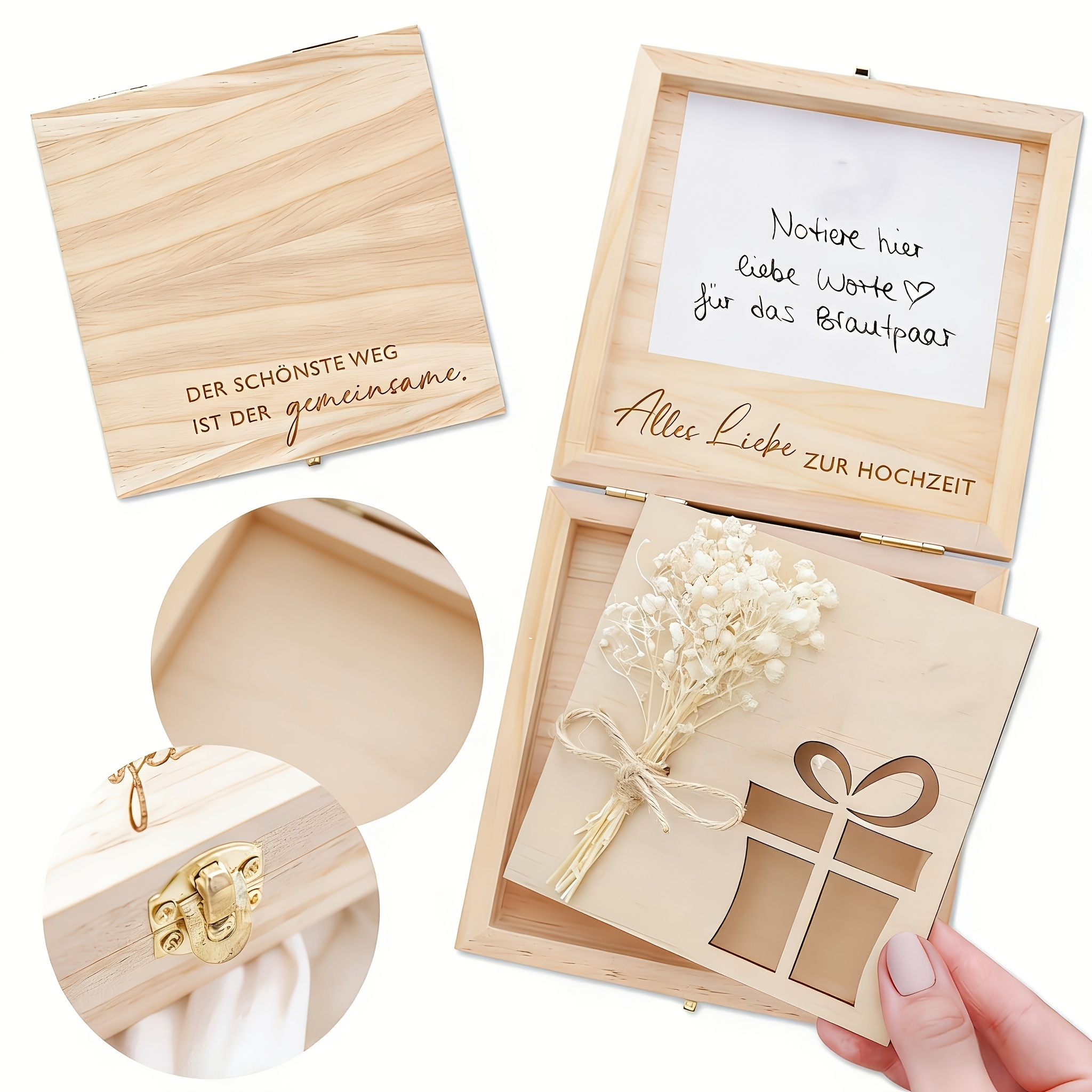 Image of Gift For Her/him Wedding Money Gift - Money Gifts For Wedding(includes Wooden Box, Wooden Plaque, Artificial Flowers, And Rope) - Wedding Gift Money - Wedding Gifts For Bride And Groom Money