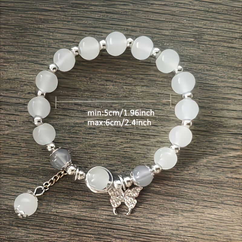 Cat's Eye Stone Star Butterfly Bracelet in Grey