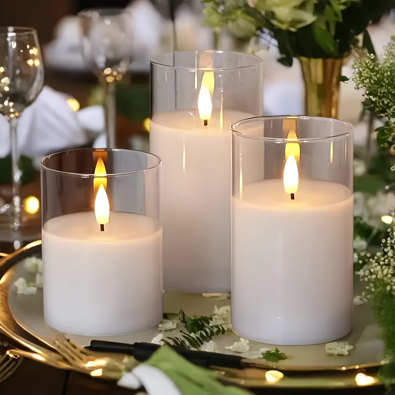 3-Pack Acryl Plastic Vlamloze LED Kaarsen | Afstandsbediening en Timer voor 2/4/6/8 Uur, Realistisch Flikkerend Effect, AAA Batterij Werking (Batterijen Niet Inbegrepen) voor Kerstmis, Huisdecoratie, Feesten, Halloween, Bruiloften - Dagelijks Gebruik en Seizoensgebonden Viering