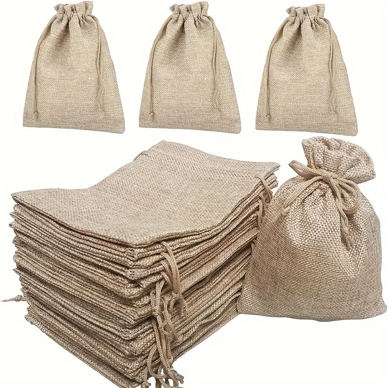 

25 sacs cadeaux en lin avec cordon de serrage, sacs de rangement polyvalents pour fête, vacances, mariage, anniversaire, maison, organisation de bijoux