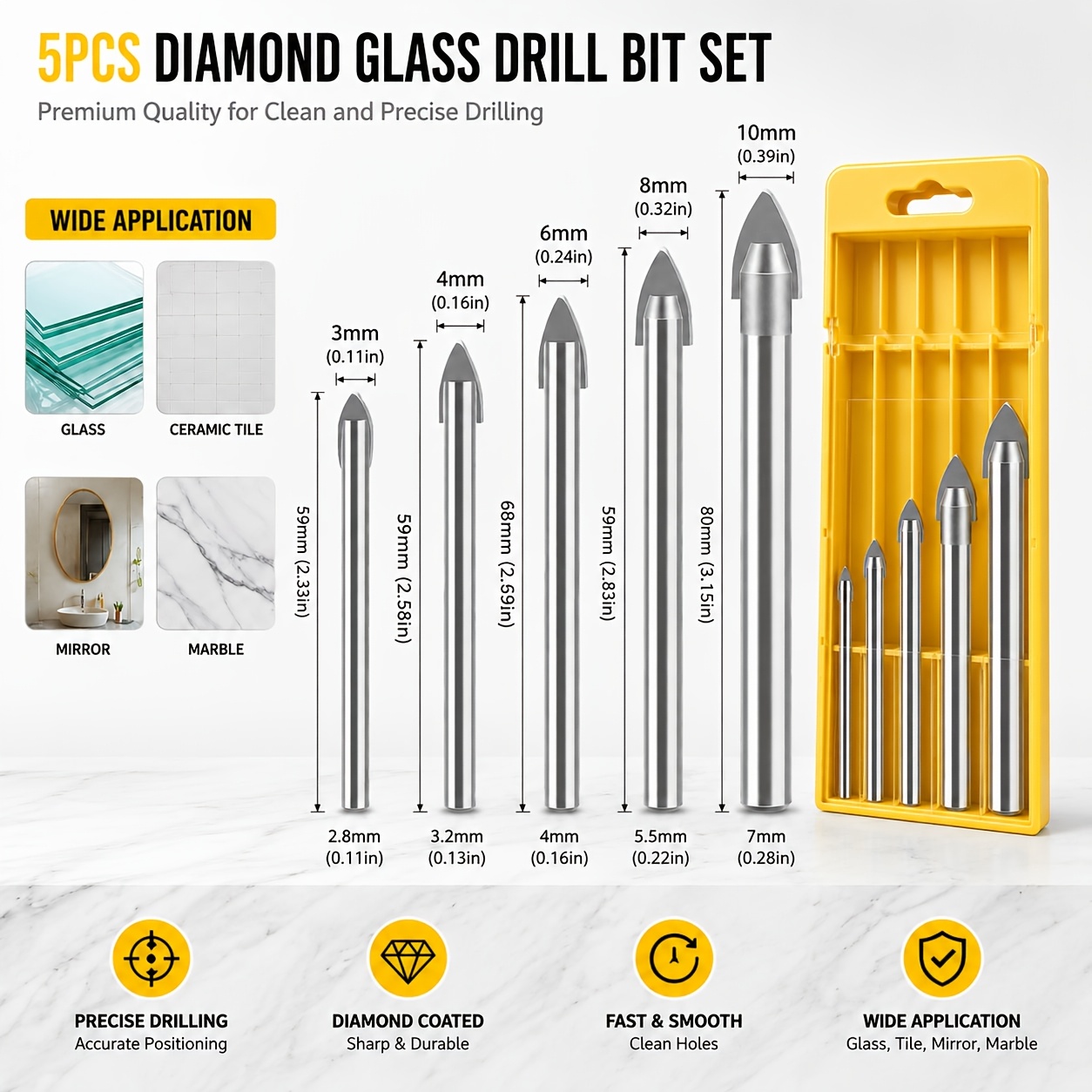 Image of 5pcs Diamond For Glass Marble Hole Drilling