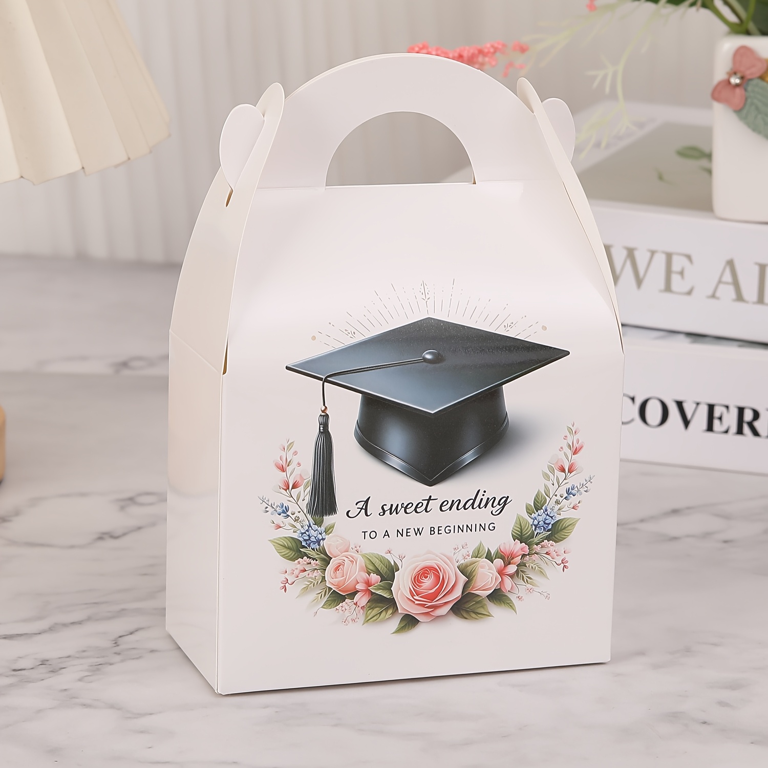 TEMU Set da 10 scatole regalo colorate a forma di di laurea /lui, con scritta "Congratulazioni per !", scatole regalo di carta, adatte per regali e