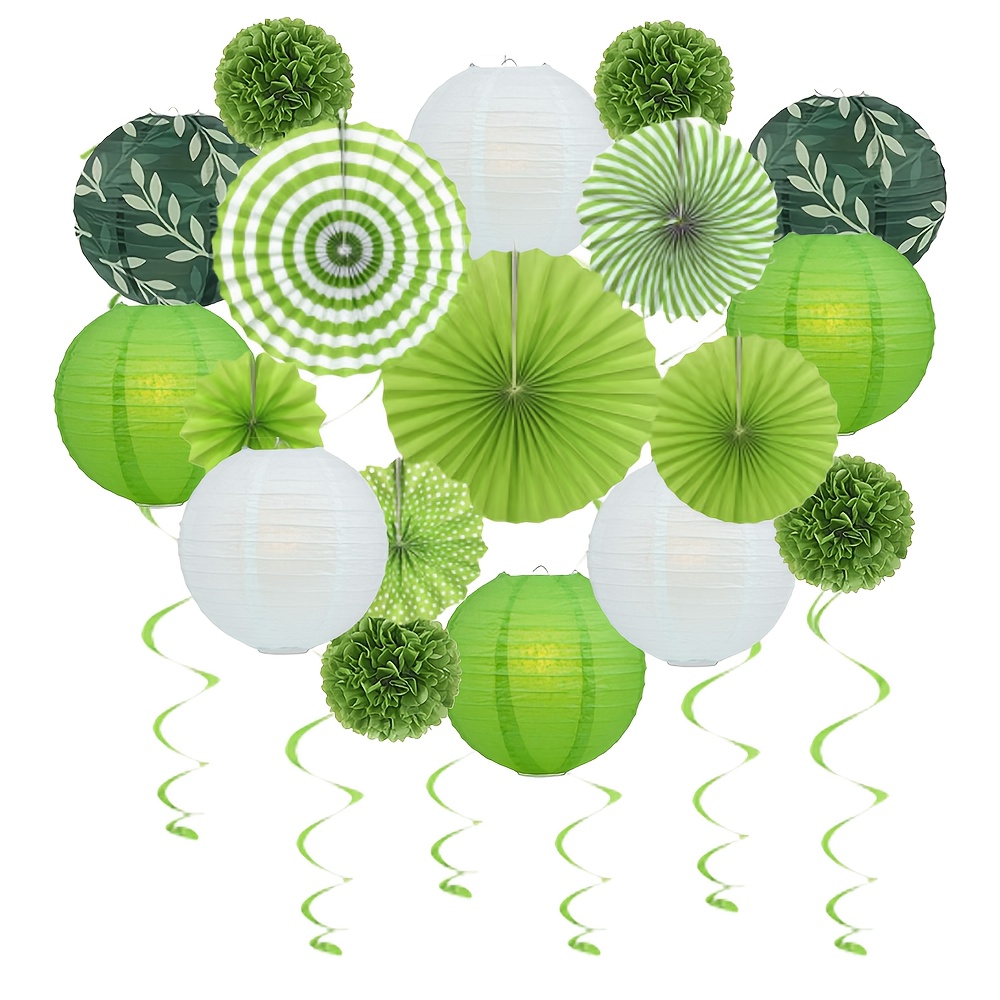 24pcs , 's Day Paper Fans, Paper Lanterns, And Paper Flower Decorations