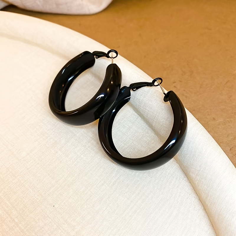 Vintage Red Hoop Earrings Large Circle for Autumn & Winter
